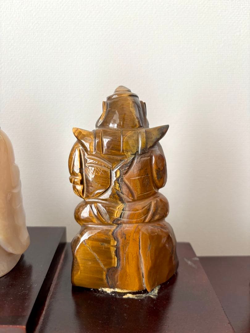 七福神 天然石彫刻像 7体セット 木製台付き