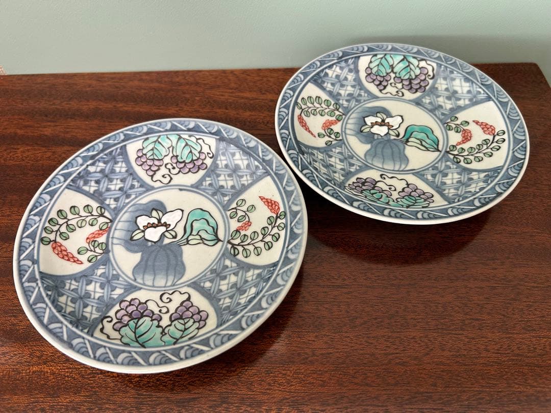 6代佐藤走波染錦四葡萄草花文2枚