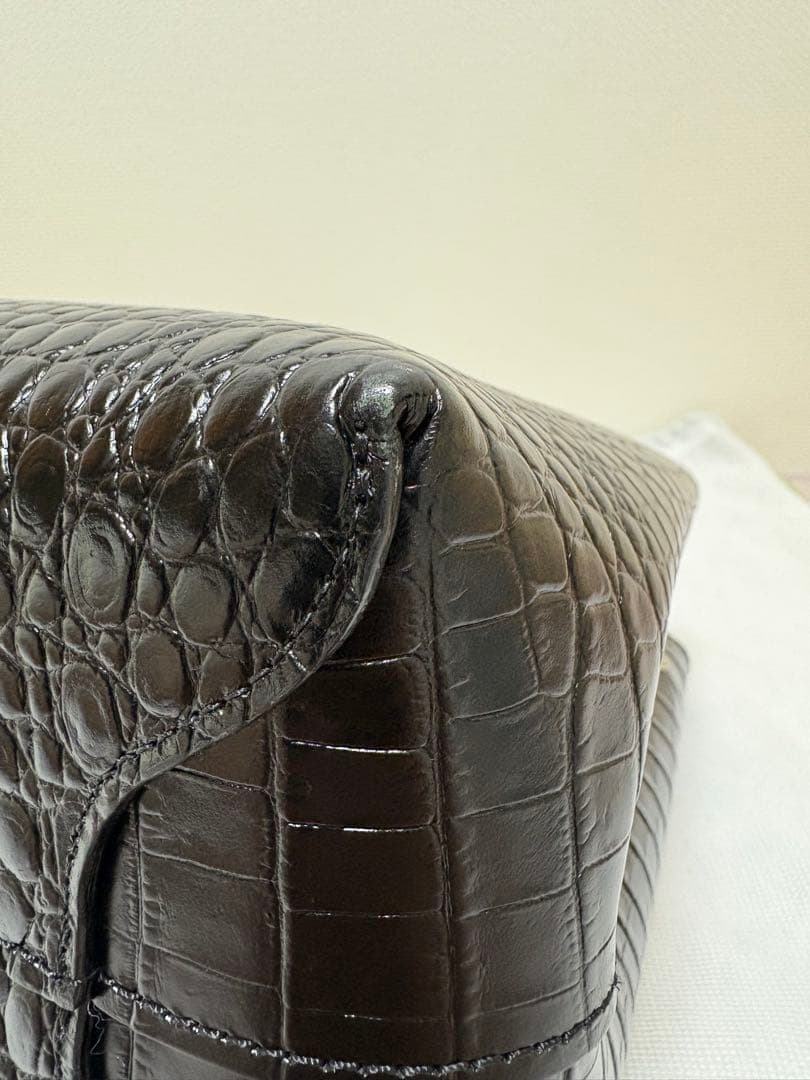 ロンシャン ロゾ M クロコエンボス ブラック レディース