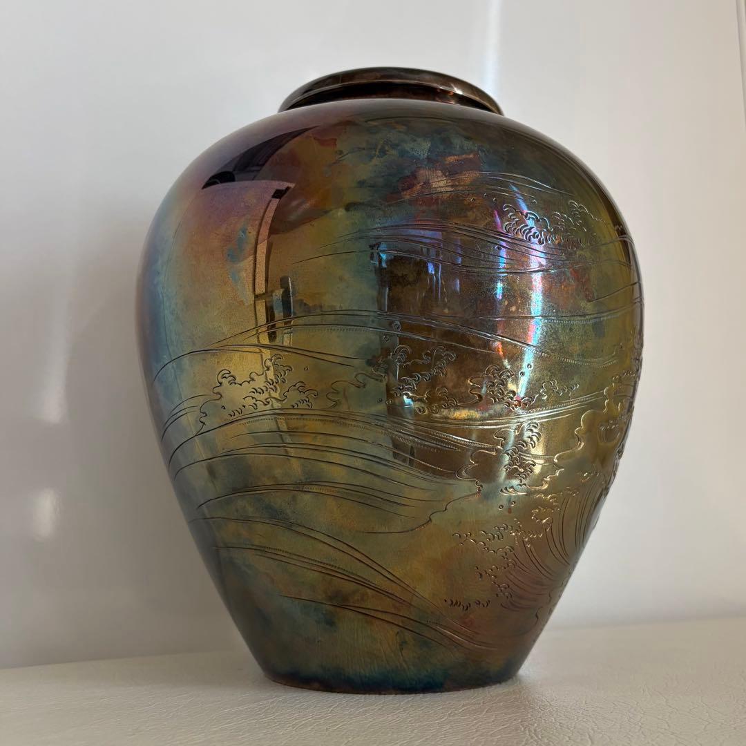 銀花瓶 純銀刻 三越刻 政 未使用