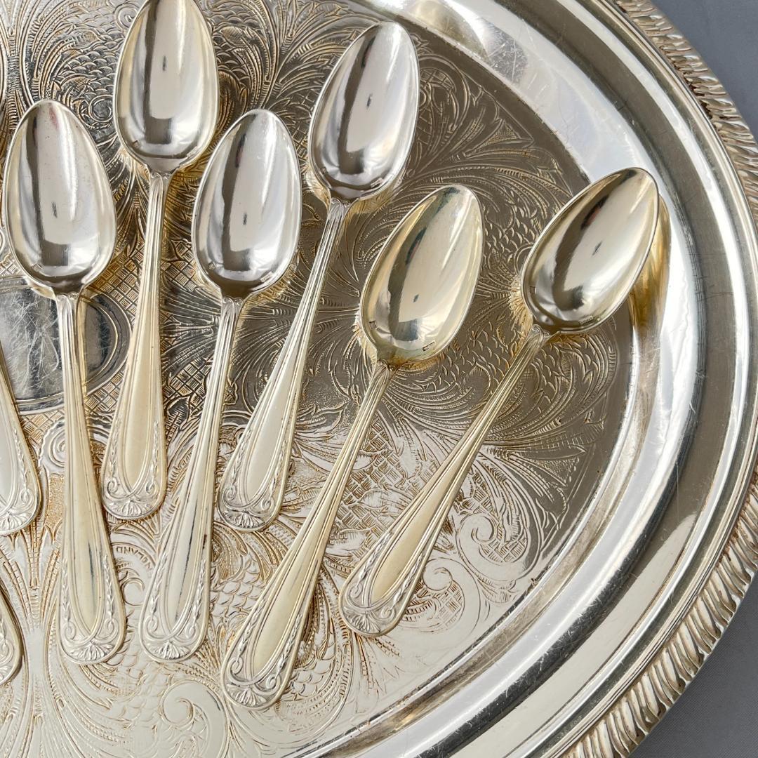 【仏蘭西】 レリーフ コーヒースプーン 12本【シルバープレート】アールヌーボー