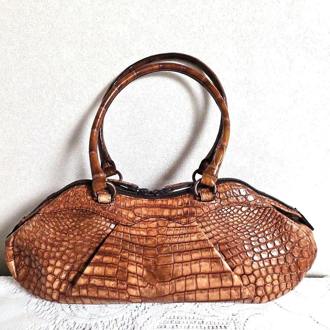 京都枡儀『お洒落なクロコダイル』バッグJRAタグ、チャーム　証明書