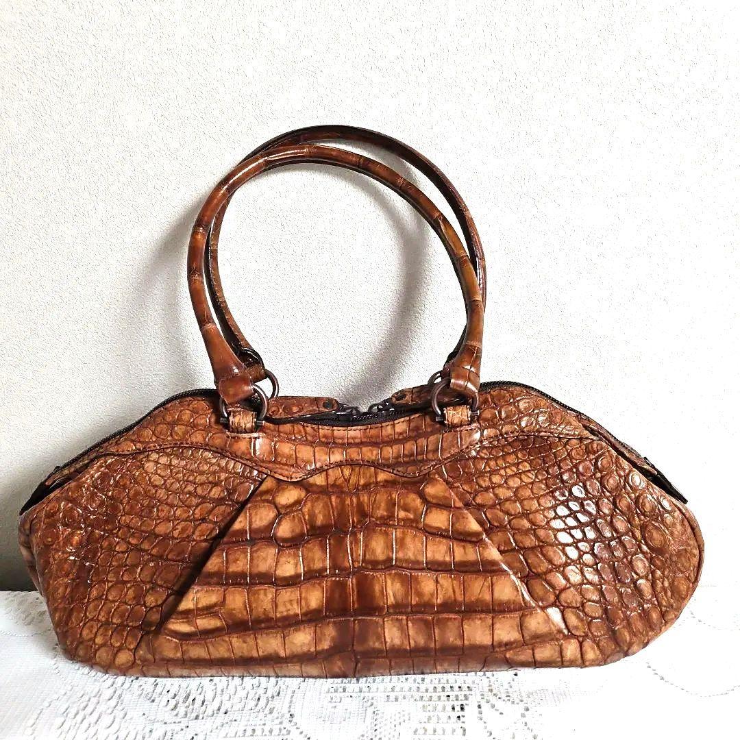 京都枡儀『お洒落なクロコダイル』バッグJRAタグ、チャーム　証明書