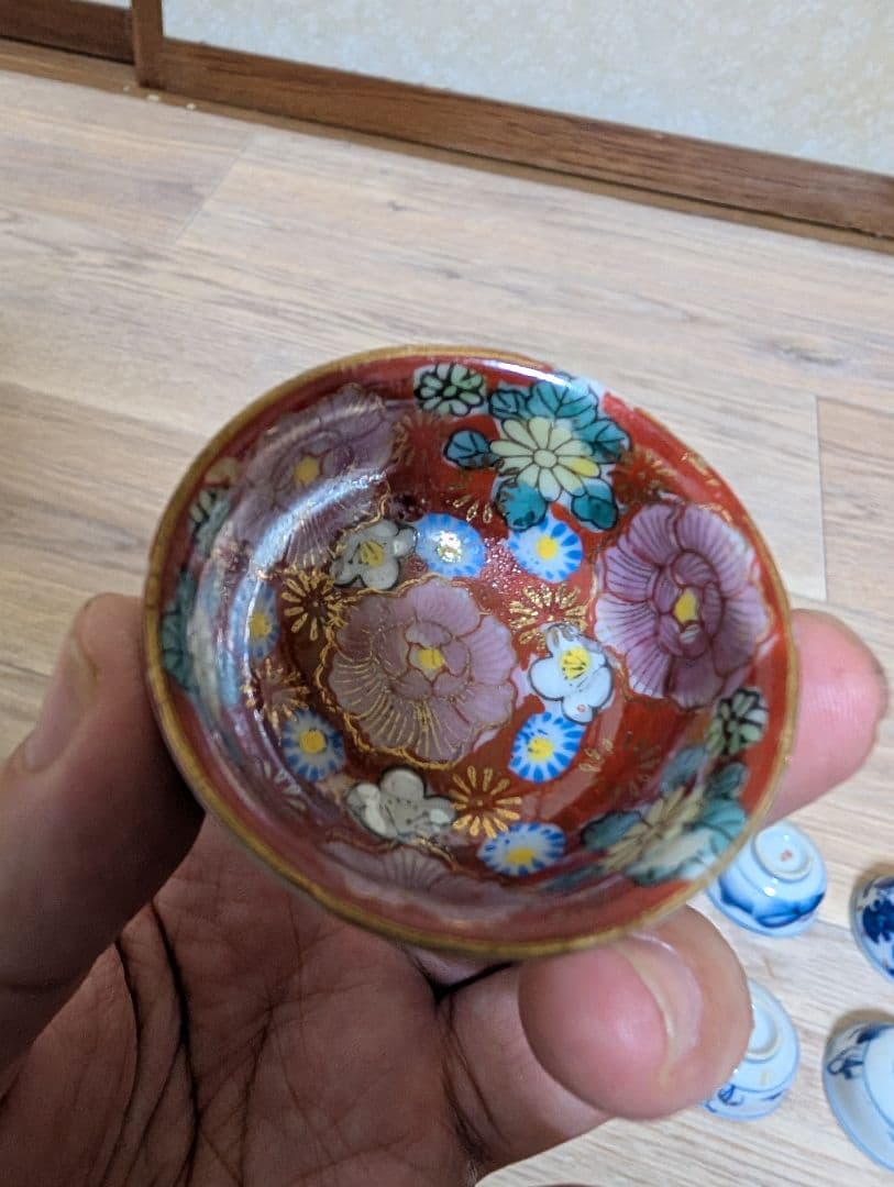 レトロ九谷焼おちょこ15個セット