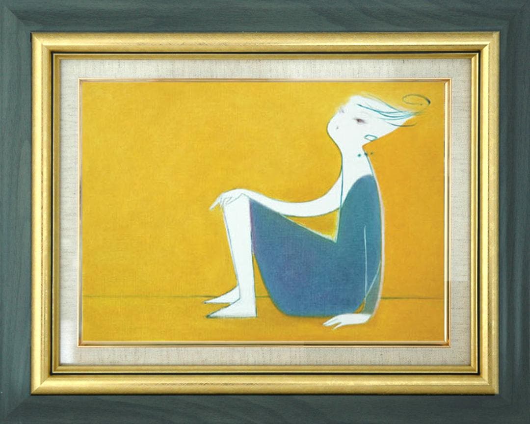 油絵 菅家令子 絵 絵画 インテリア 額付(銀) F4-071612 人物 女性