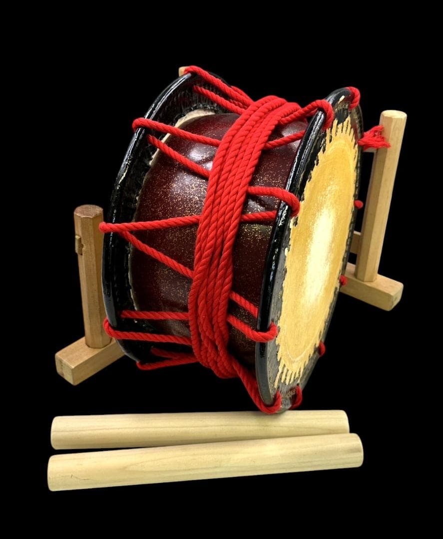和楽器 和太鼓 締太鼓 打面-約34㎝ 台座 バチ 皮カバー キャリーバッグ付属
