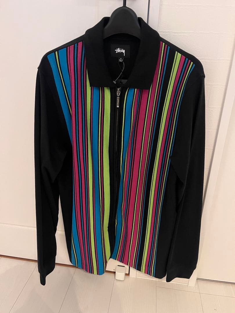 値下げ‼️【新品未使用】Stussy ストライプ ジップアップジャケット S
