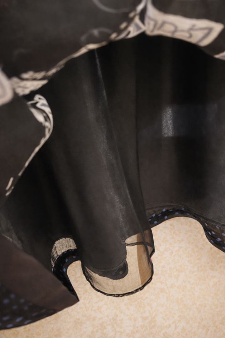 新品＊未使用☆M’S GRACY☆イラストプリント 黒 フレアスカート