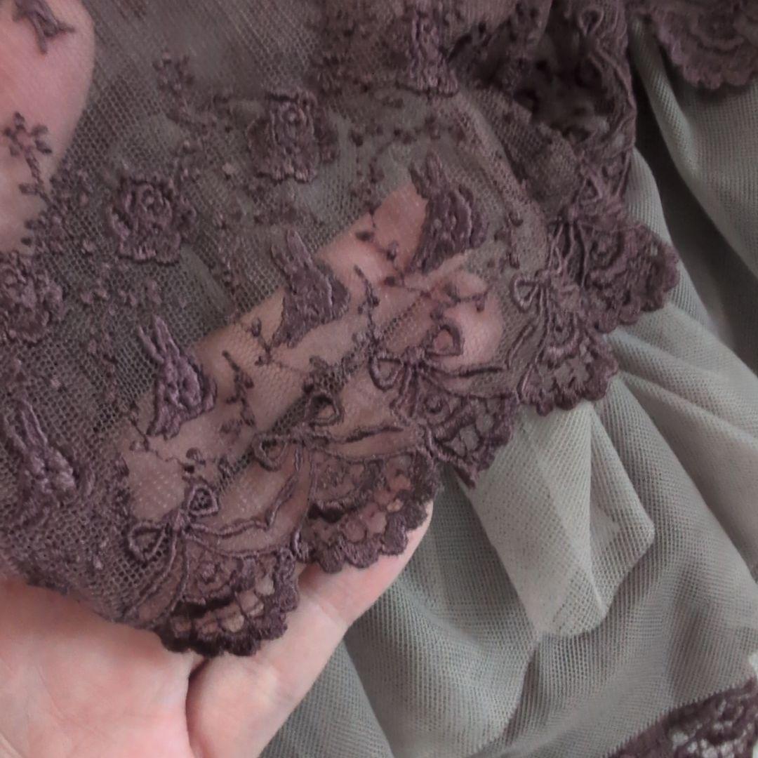 【未使用タグ付】フランシュリッペ 2wayチュールフレアスカート レース M 紺