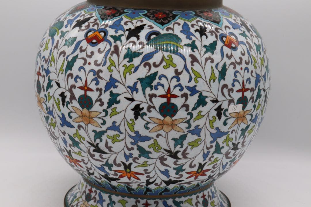 岐No33 中国七宝焼　大瓶　銘あり　アンティーク　送料込み0504