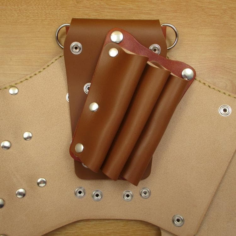 キャメル＆茶色　本革シザーケース＆ブラシケース　６丁差し　SCA-57/CCA