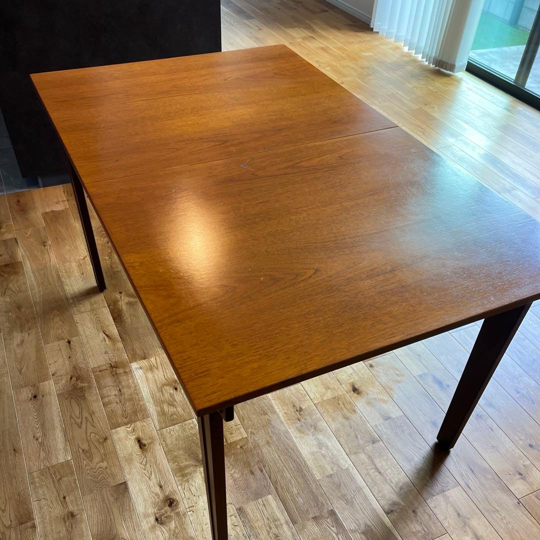 北欧ヴィンテージ　ダイニングテーブル　チーク　ドローリーフ　エクステンション