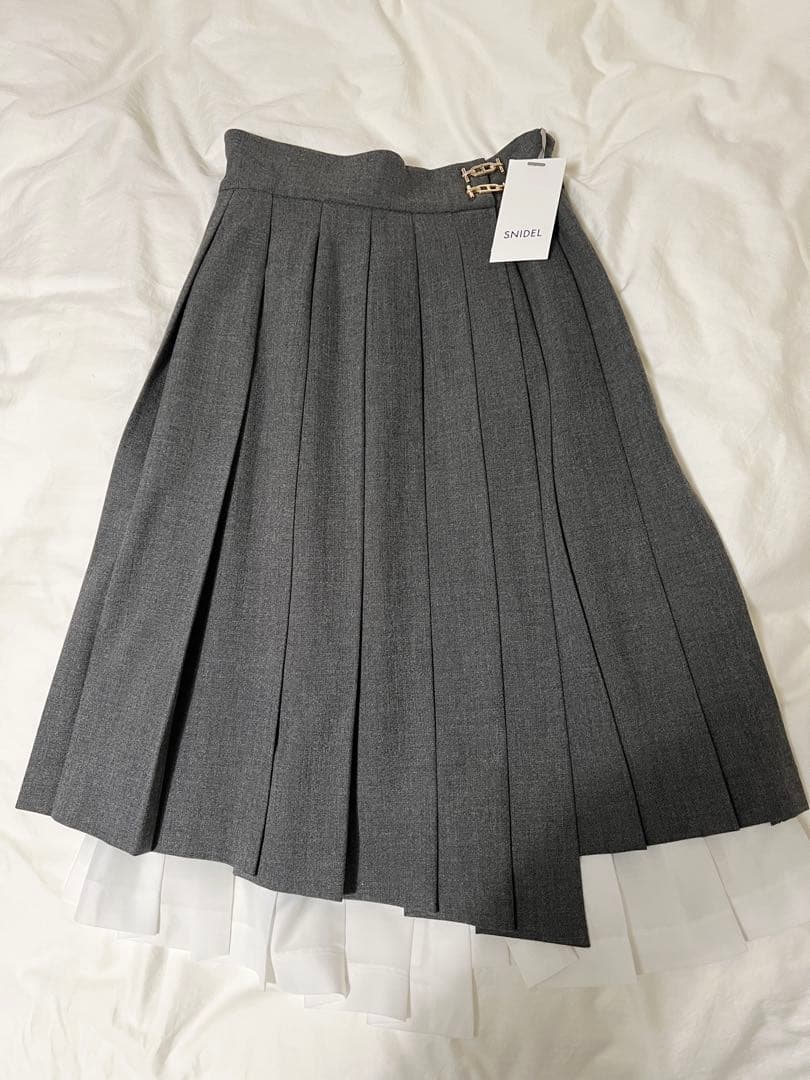 snidel プリーツレイヤードミディスカート グレー 0サイズ GRY