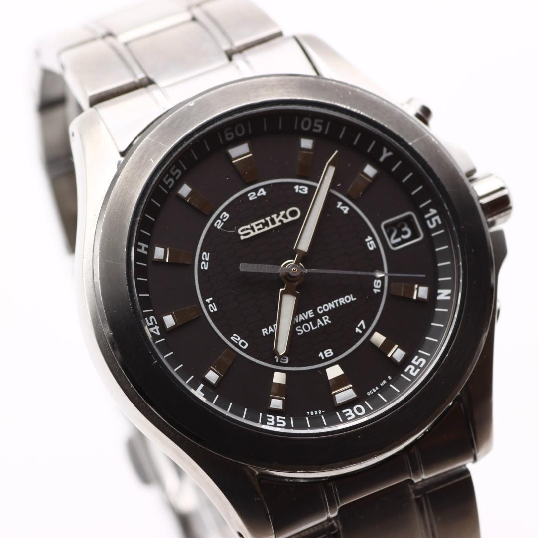SEIKO ブライツ 電波ソーラー メンズ 腕時計 デイト表示 黒文字盤