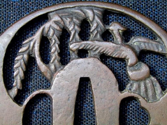 ★武具　刀装具　刀　脇差　透かし銅鍔　鏡師　江戸末期　箱付★