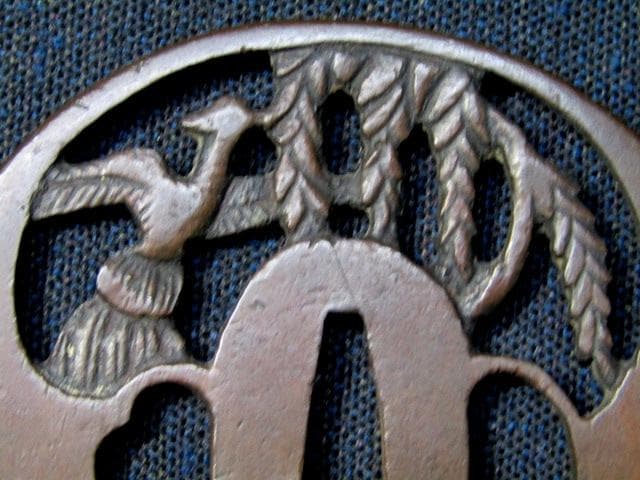 ★武具　刀装具　刀　脇差　透かし銅鍔　鏡師　江戸末期　箱付★