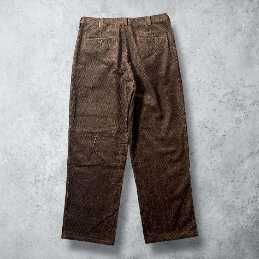 太畝コーデュロイパンツツータックブラウンW34古着00sヴィンテージ