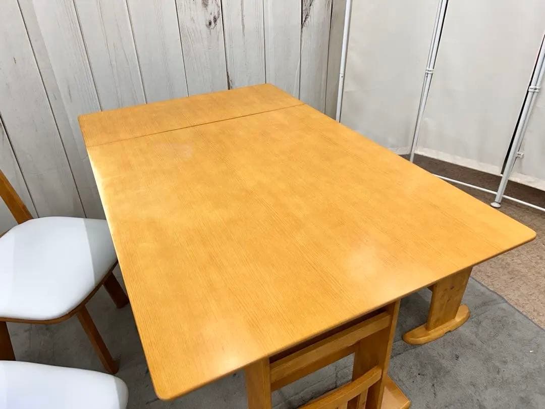 片バタ式ダイニングセット（テーブル・回転チェア×2・ベンチ）