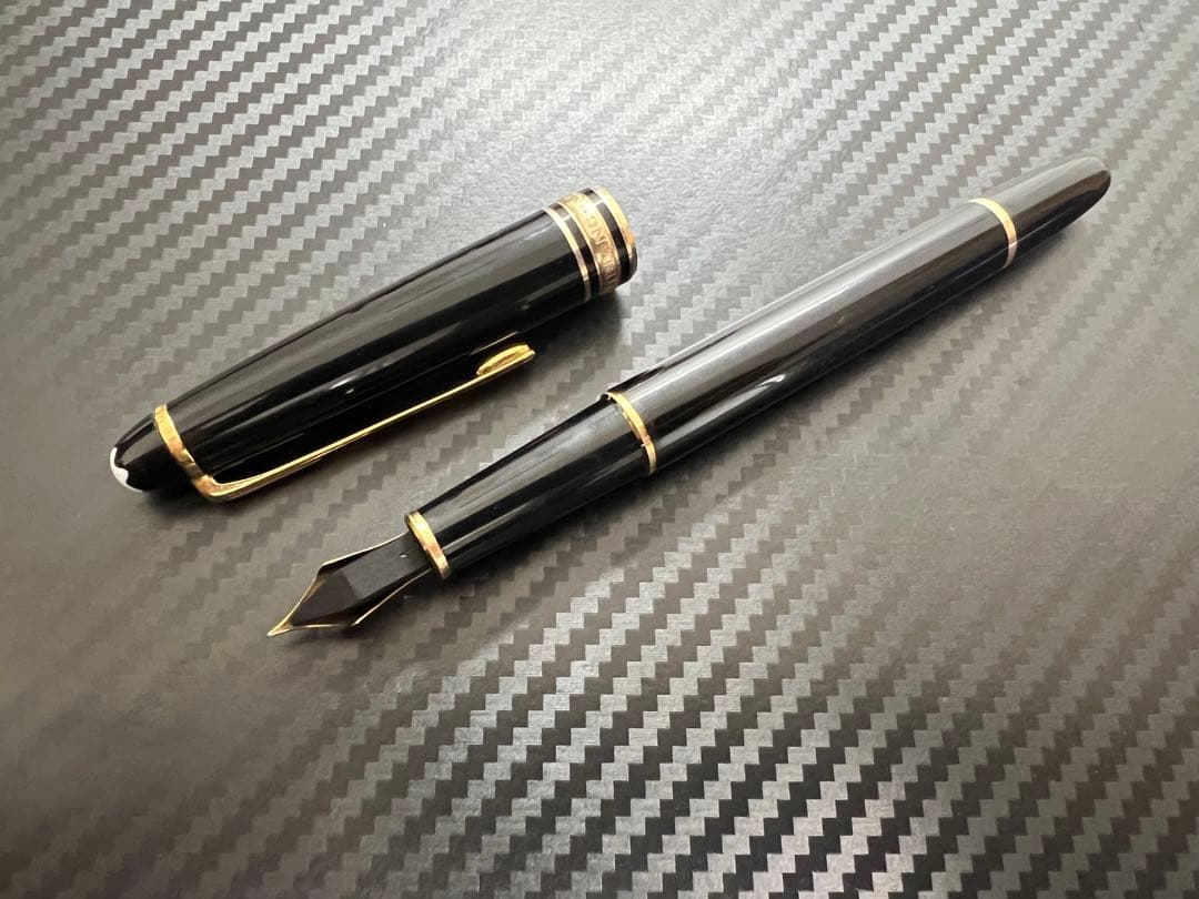 美品 モンブラン 万年筆 144 EF 全金 ブラック エボナイト芯