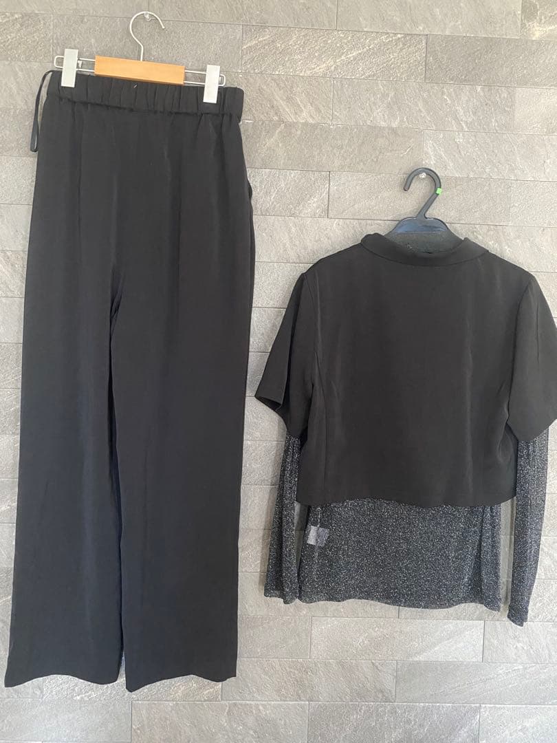 etoll. 3piecesジャケット＆パンツセットアップドレス ブラック