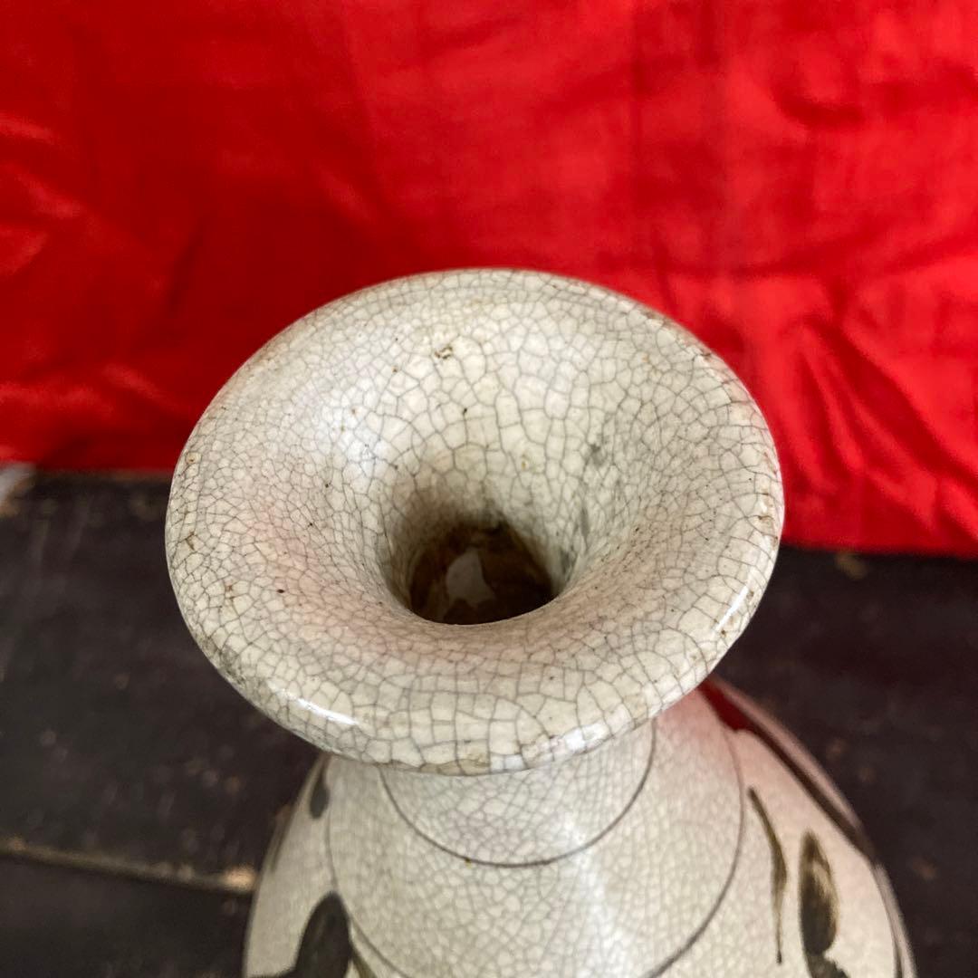 中国 鉄絵 瓶 徳利 蔓草図