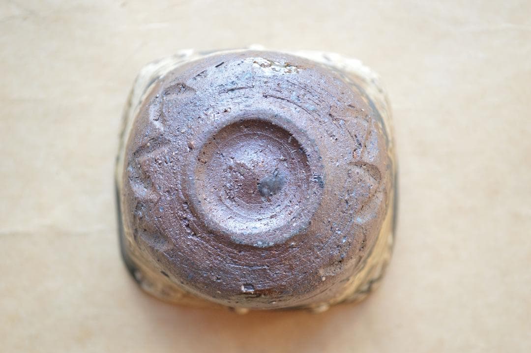 池田省吾 織部くい呑 共箱 種子島無比 黒織部 漫画織部