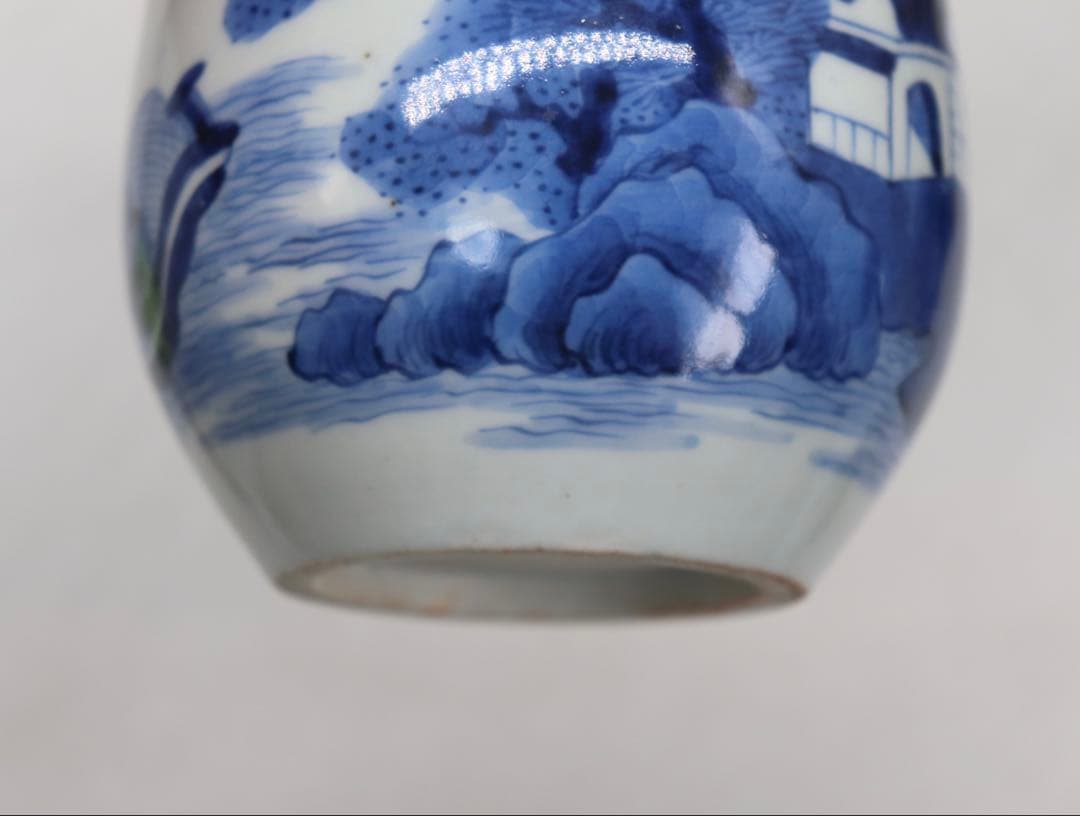 中国　新渡　染付　山水紋筆入　送料込み250717