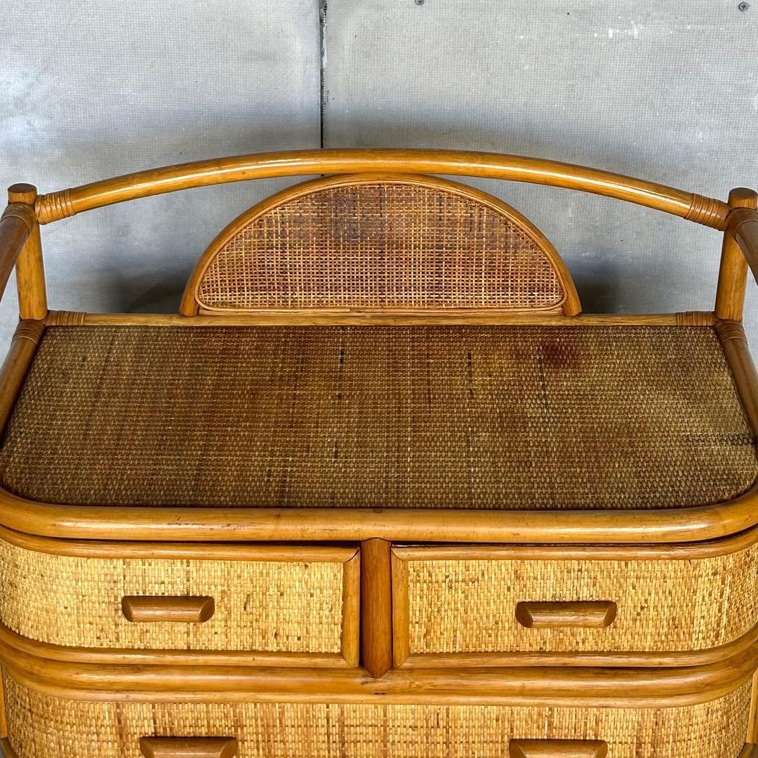 ラタン꧂ 70s〜80s昭和レトロ♢ ラタンチェスト 5段 籐家具 ナチュラル