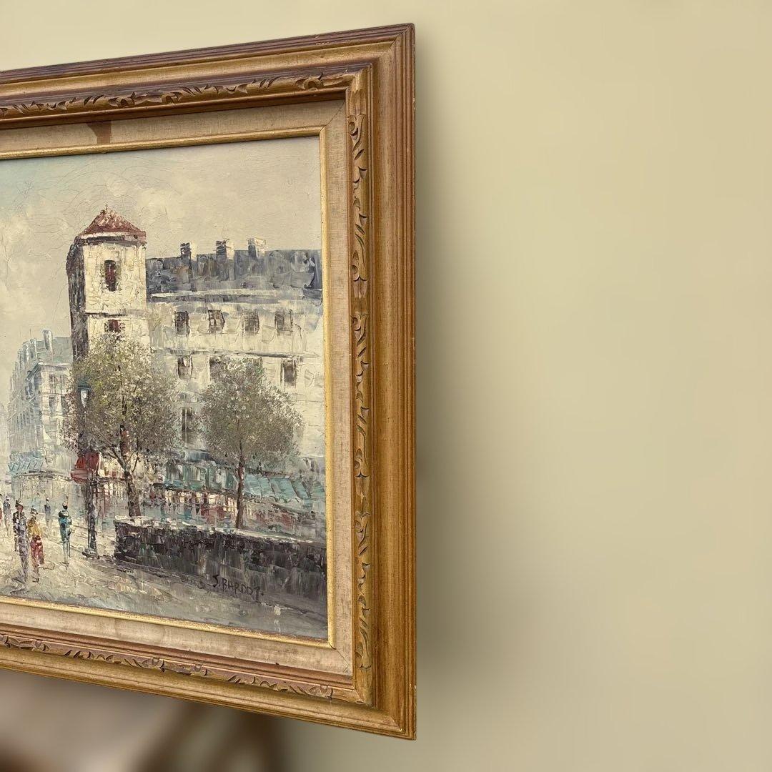 アンティーク　S.Bardot 作　パリ　モンマルトル 風景画　油絵
