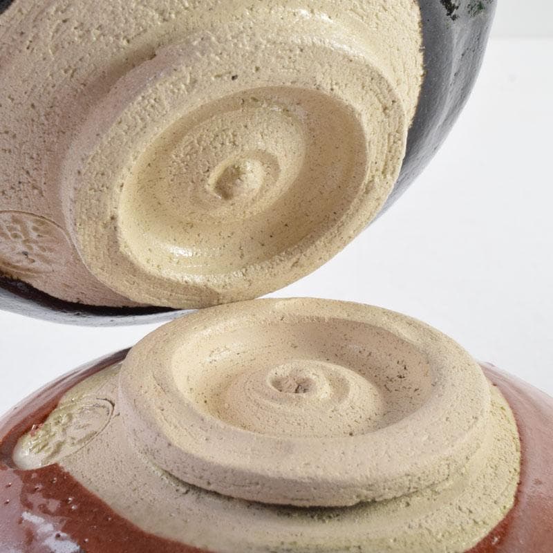 茶道具 吉村楽入作 赤楽茶碗 黒楽茶碗 一双 共箱 C 8998 美術品