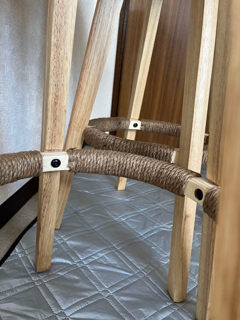 iodoos カウンターチェア 木製360度回転 生地 2脚セット ブラウン