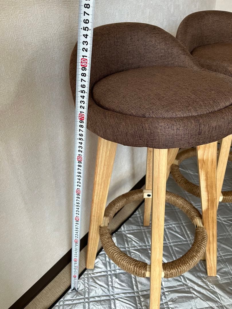 iodoos カウンターチェア 木製360度回転 生地 2脚セット ブラウン