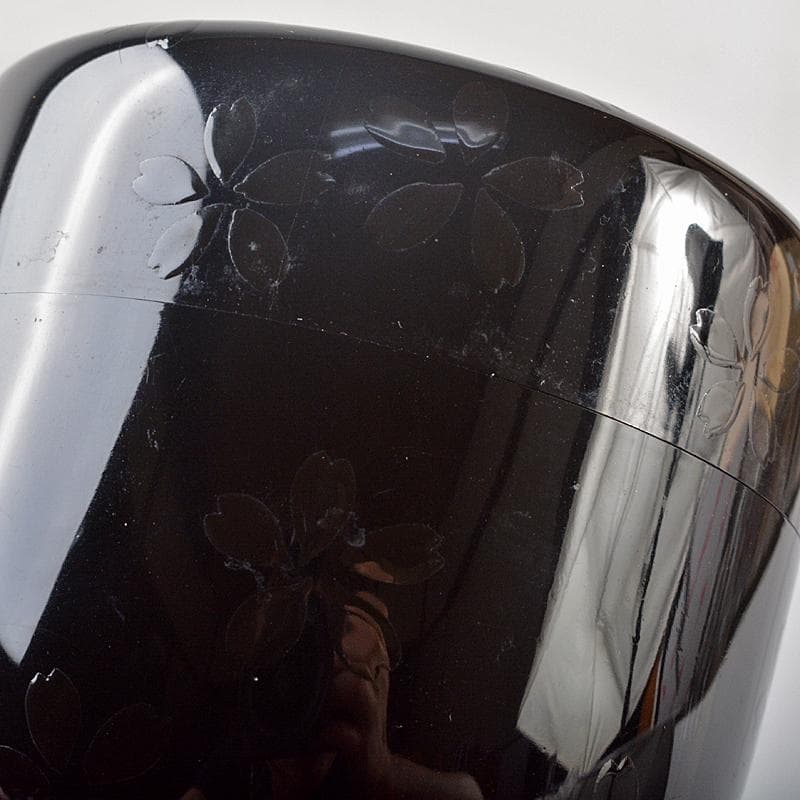 茶道具　山中塗　中村宗悦作　夜桜闇蒔絵　大棗　共布共箱　V　R6536