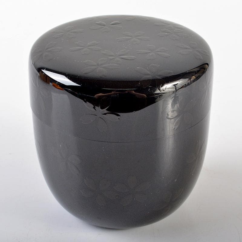 茶道具　山中塗　中村宗悦作　夜桜闇蒔絵　大棗　共布共箱　V　R6536