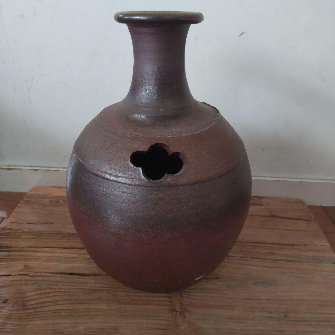 人間国宝、備前焼、藤原啓、松竹梅透花入