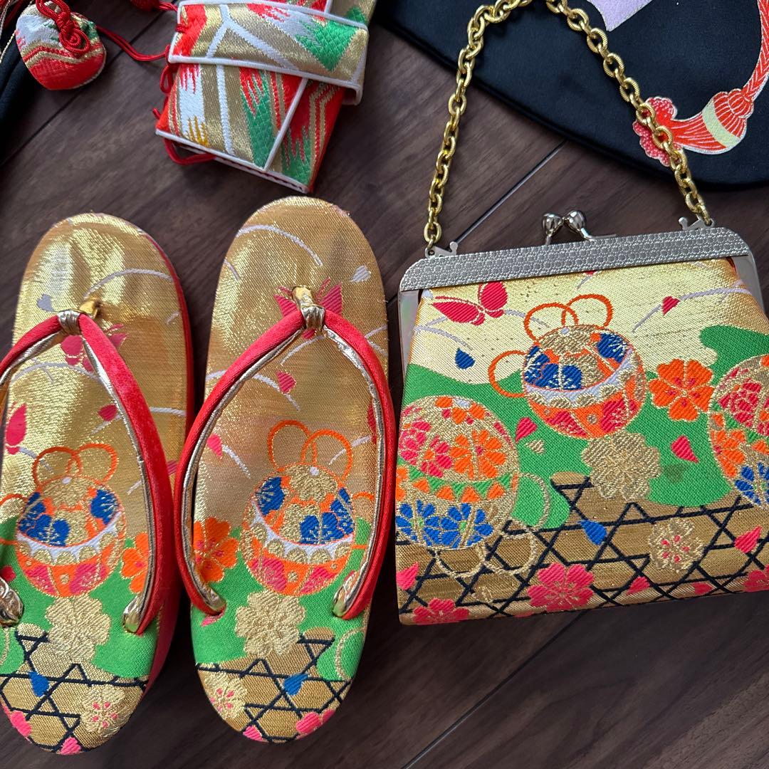 七五三　フルセット　アンティーク　7歳　黒　古典柄