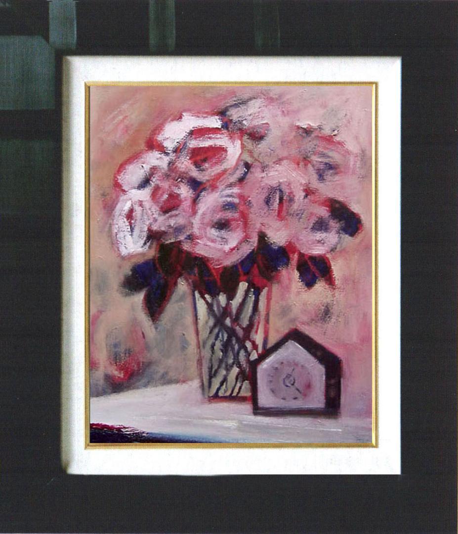 油絵 菅家令子 絵 絵画 インテリア uF6-112502 花 ばら