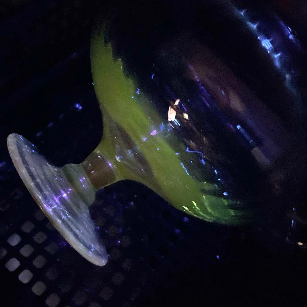 骨董 時代ガラス ライムグリーン ボンボニエール 菓子器 キャニスター