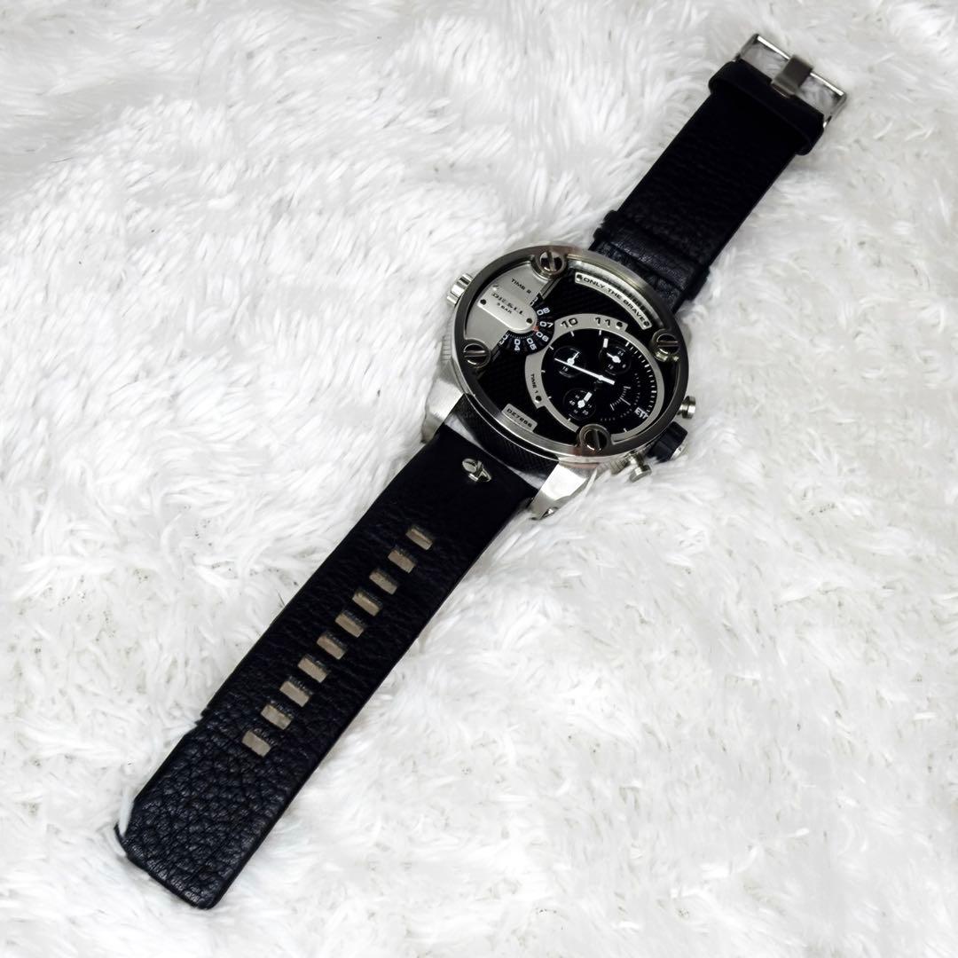 極美品 DIESEL DZ7256 リトルダディ デュアルタイム 稼働品