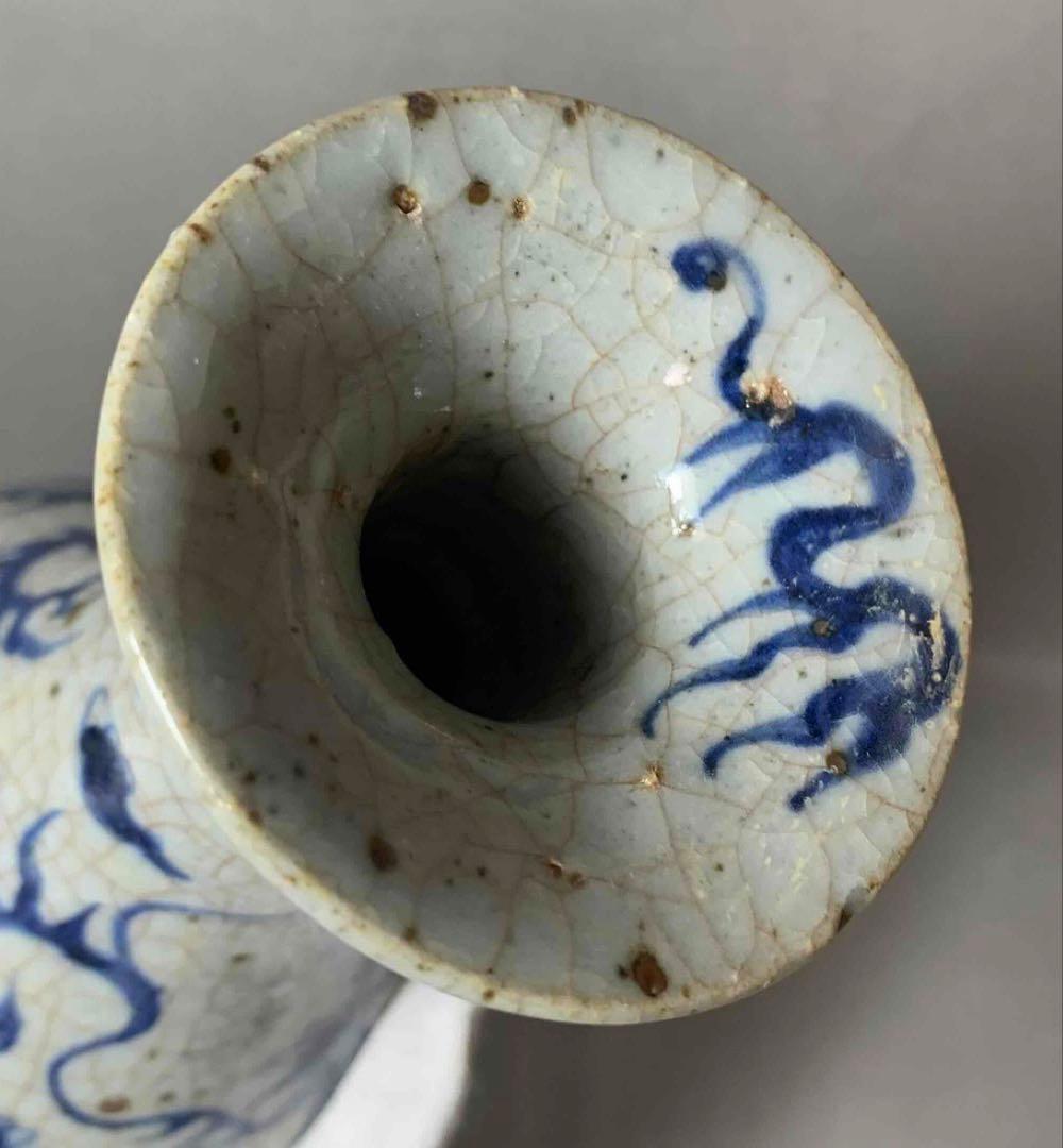 中国 染付徳利形龍絵瓶　f2250906