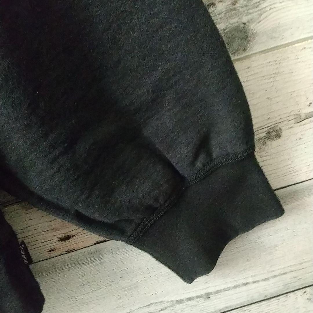 希少サイズ☆シュプリーム 刺繍 キルトレザー Sロゴ パーカー XL ブラック