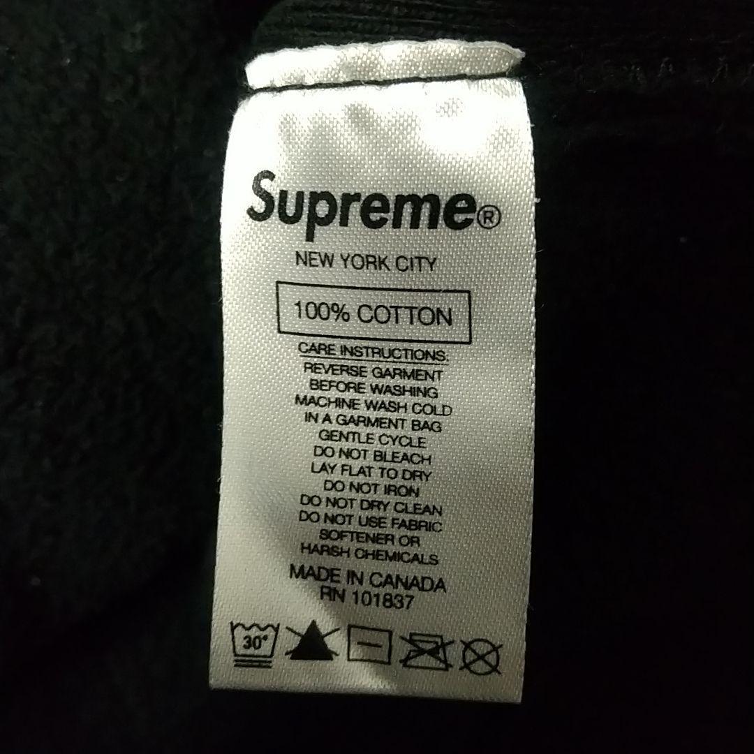 希少サイズ☆シュプリーム 刺繍 キルトレザー Sロゴ パーカー XL ブラック