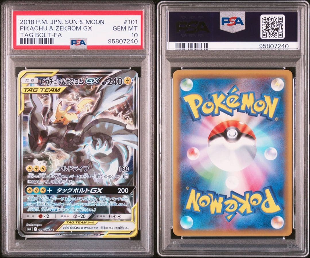 【美品/PSA10】ピカチュウ＆ゼクロムGX 101/095 SR ピカゼク
