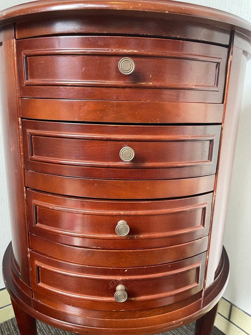 アンティーク ジュエリーチェスト 4段 猫脚 半円