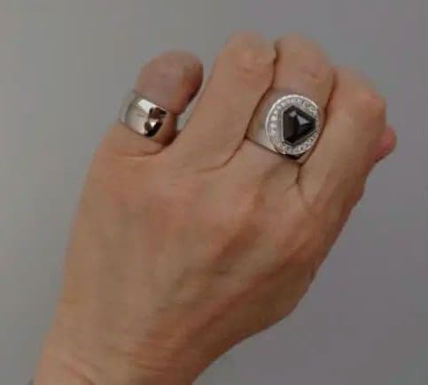 ★新品未使用★◆エメットジュエリー◆ブラックダイヤ Pt900 メンズ広幅リング