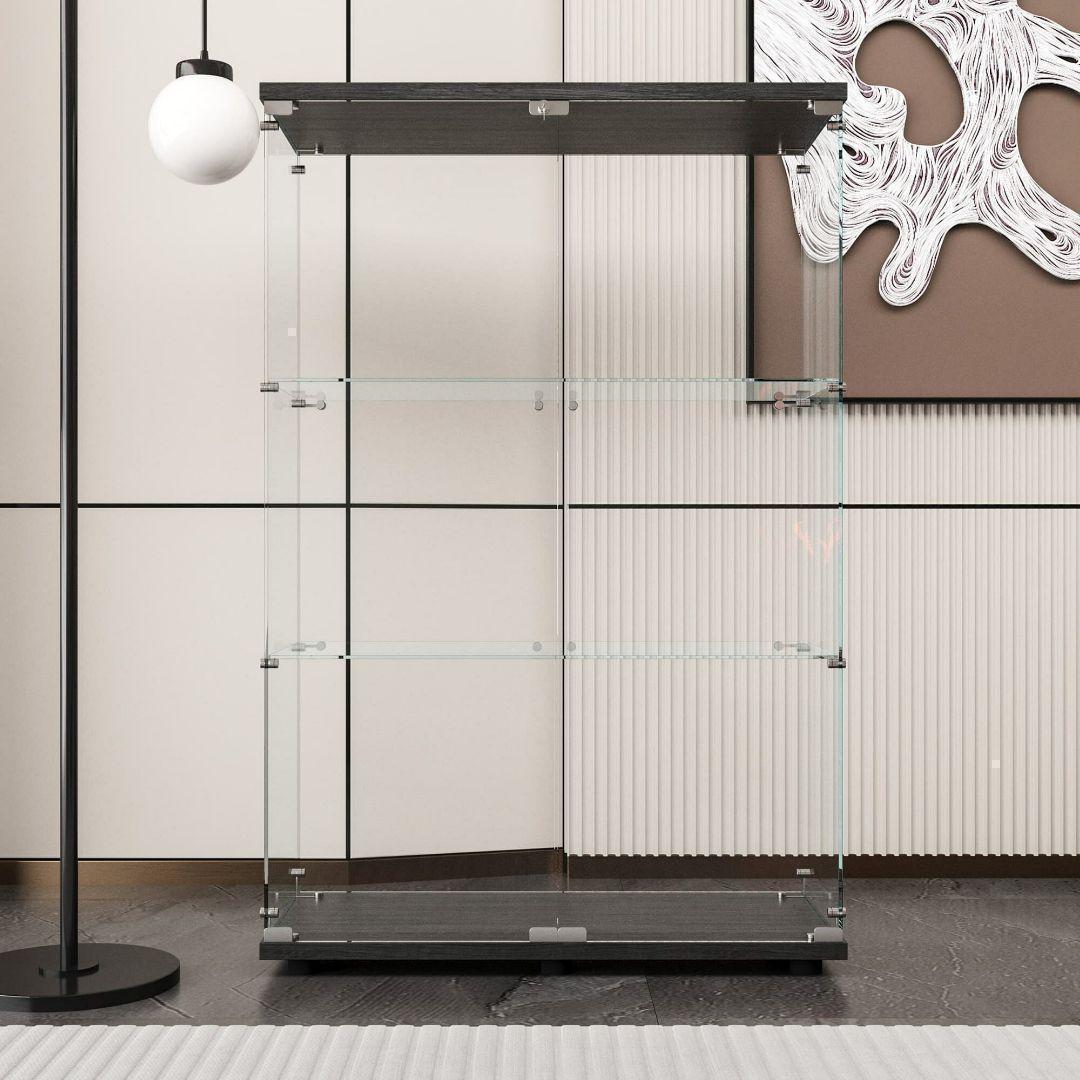 ガラスケース 3段両扉 コレクション フィギュア 棚 ショーケース 黒