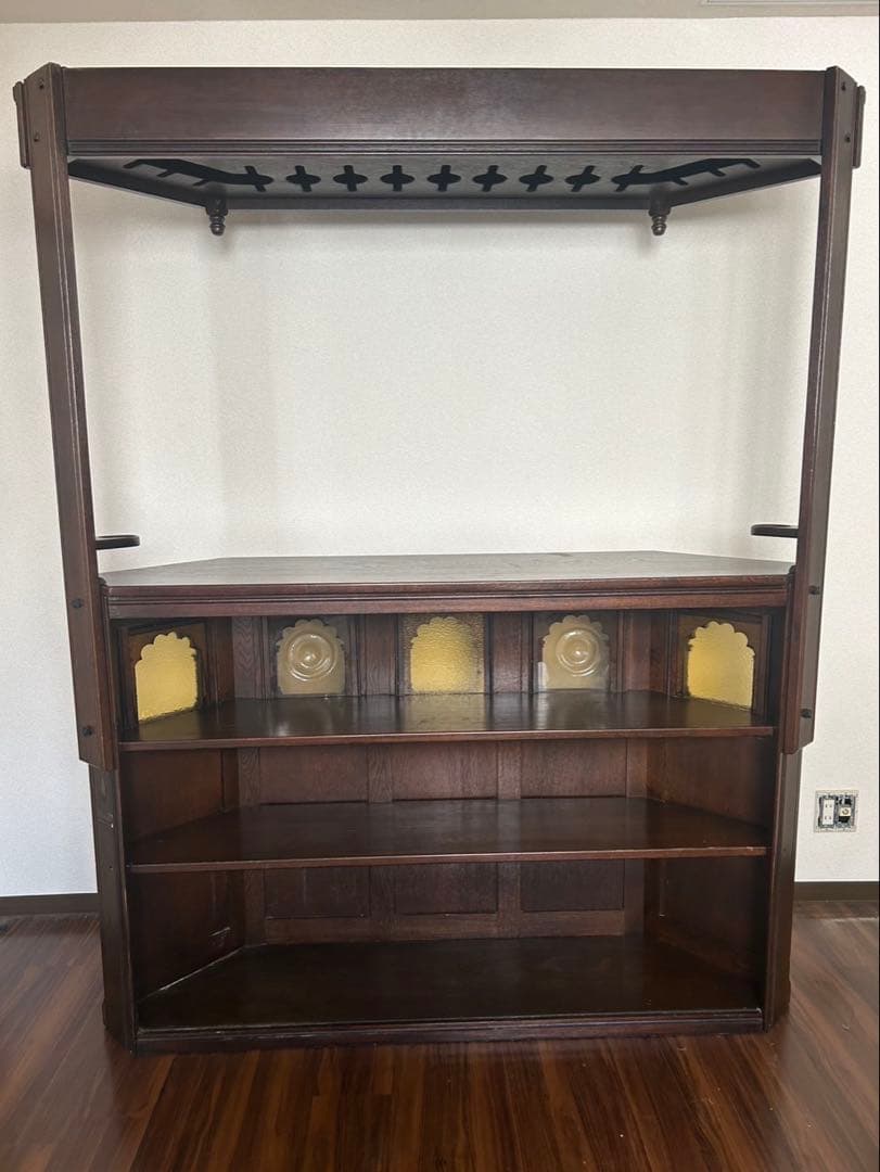 大塚家具 一点物 木製バーカウンター 彫刻入り ダークブラウン - メルカリ