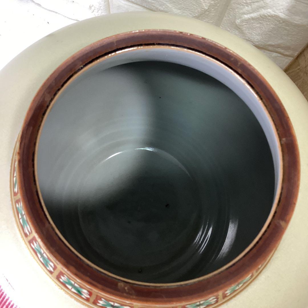 S1 箱入 九谷焼 武腰泰山 泰山作 花瓶 花器 壺 直径24cm 高さ