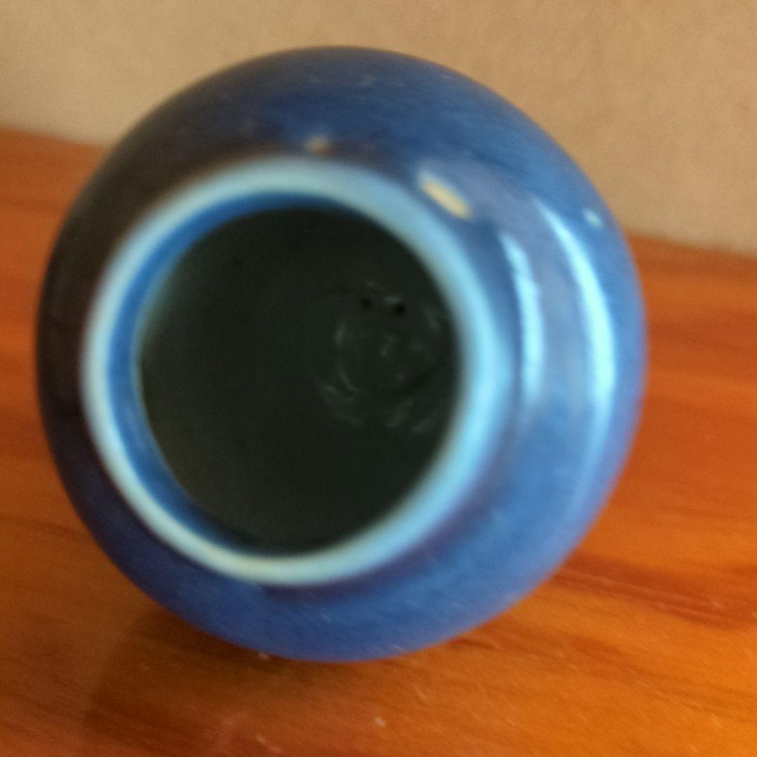 濃紺 陶器 壺 木箱付き 明代景徳鎮 瑠璃 蓋付壺 小壷