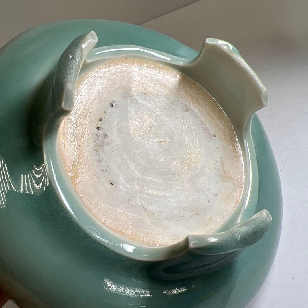 江戸時代後期　鍋島青磁　三足皿　幅約15.8㎝木箱付トヒコ東な8-0121☆2F